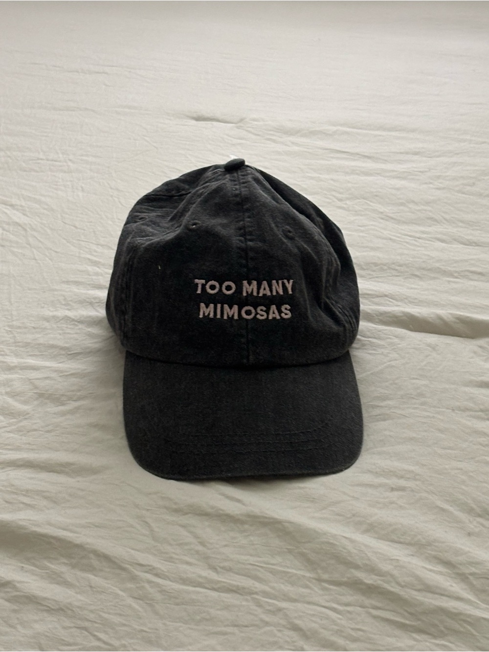 Adams Black Cap with Pink "Too Many Mimosas" Embroidery